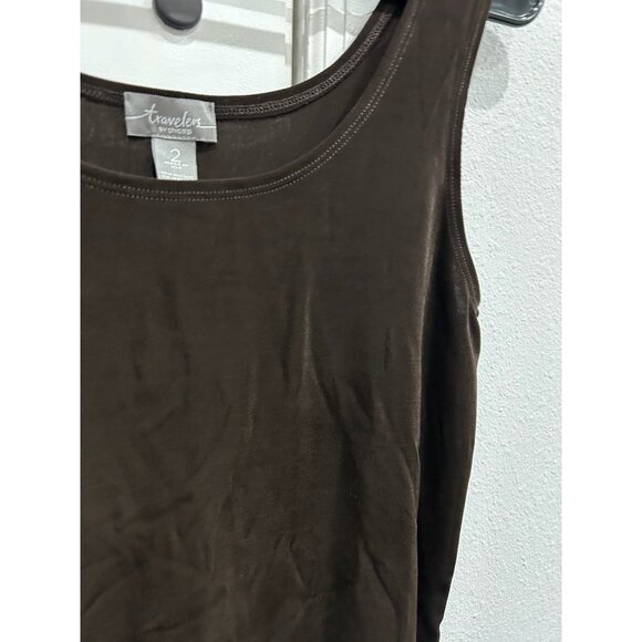 Chicos Travelers Dark Brown Sleeveless Tank Top Size Large - Picture 4 of 9